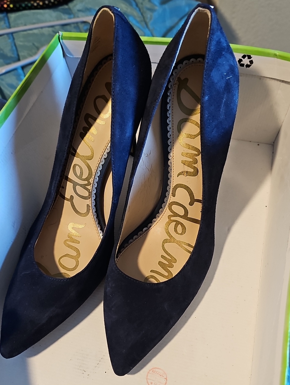 Sam Edelman Navy Suede Pointed Toe Pumps